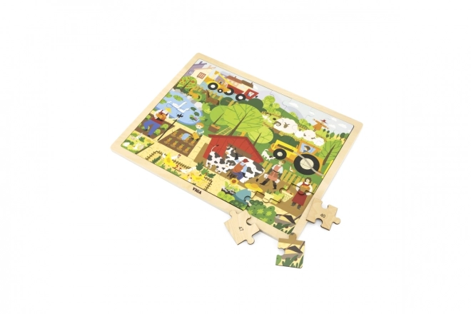 Dřevěné puzzle 48 dílků - farma