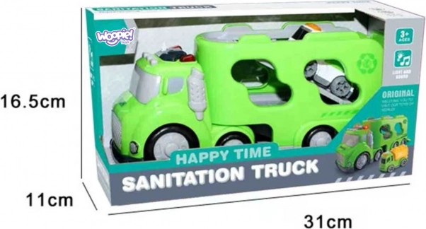 Woopie zelená odtahová služba City Truck s efekty zvuku a světla