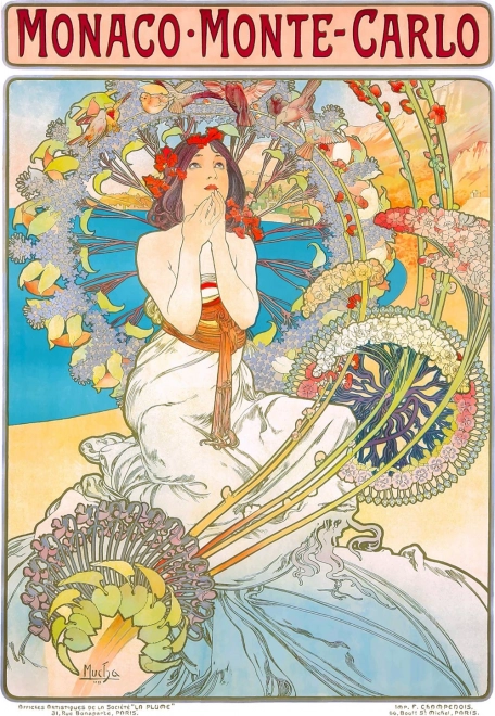 Puzzle Monako Monte Carlo Alfons Mucha 1000 dílků