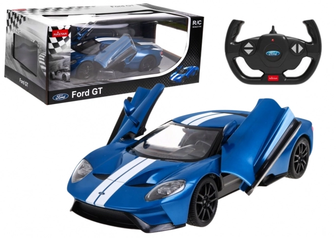 Auto RC Ford GT na dálkové ovládání 1:14 s otevřenými dveřmi modrá