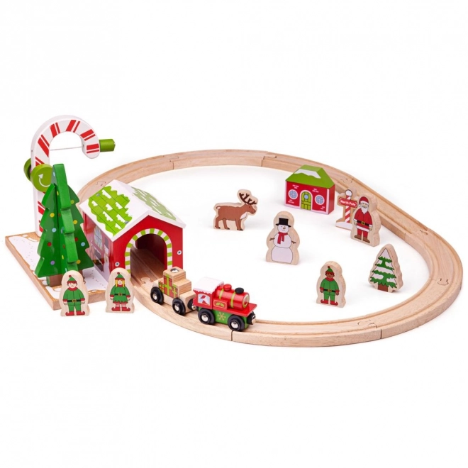 Vánoční dřevěná vláčkodráha Bigjigs Toys