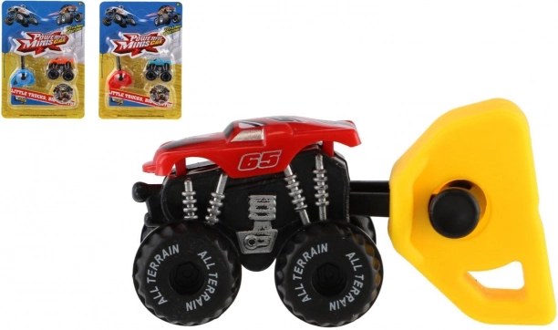 Mini vystřelovací autíčko monster truck, plast, 4 cm, 3 barvy