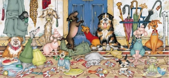 GIBSONS Panoramatické puzzle Venčení pejsků 636 dílků