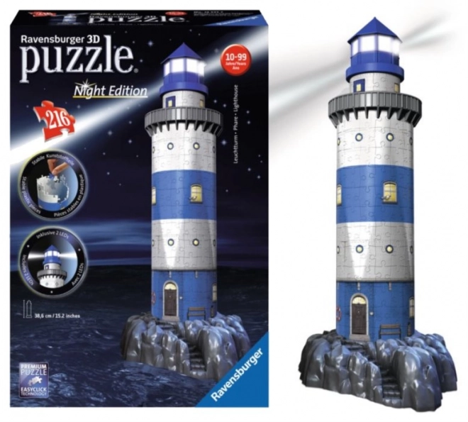 Ravensburger svítící 3D puzzle maják noční edice 216 dílků
