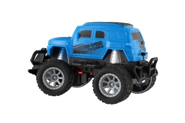 Avto RC mini tovornjak plast 12cm 27MHz na baterije s svetlobami v škatli 18x11,5x10cm – Modré