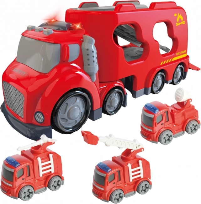 Velký červený odtahový vůz City Truck s efekty zvuku a světla