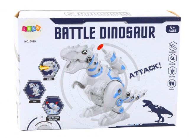 Robot dinosaurus s vystřelovačem šípů Světla Zvuky Bílá