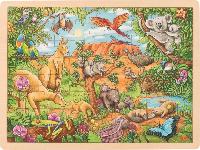 Dřevěné puzzle Australská zvířata - 96 dílků