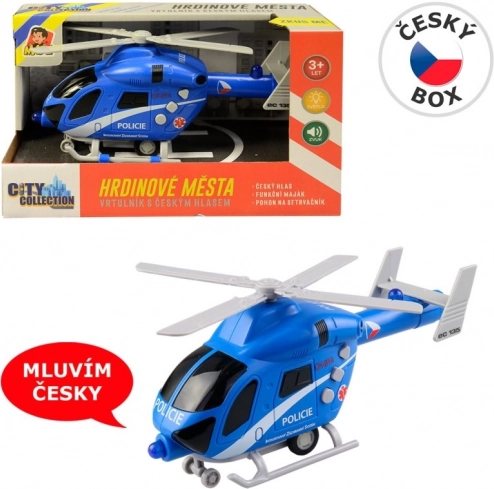 Policejní vrtulník na setrvačník se světlem a zvukem 20 cm