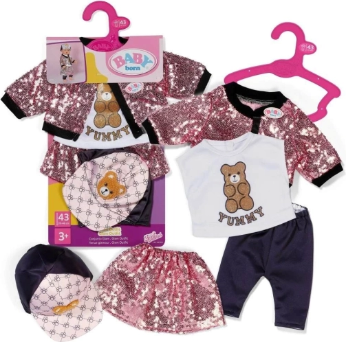baby born glam outfit – pětidílná sada oblečků pro panenky 43 cm