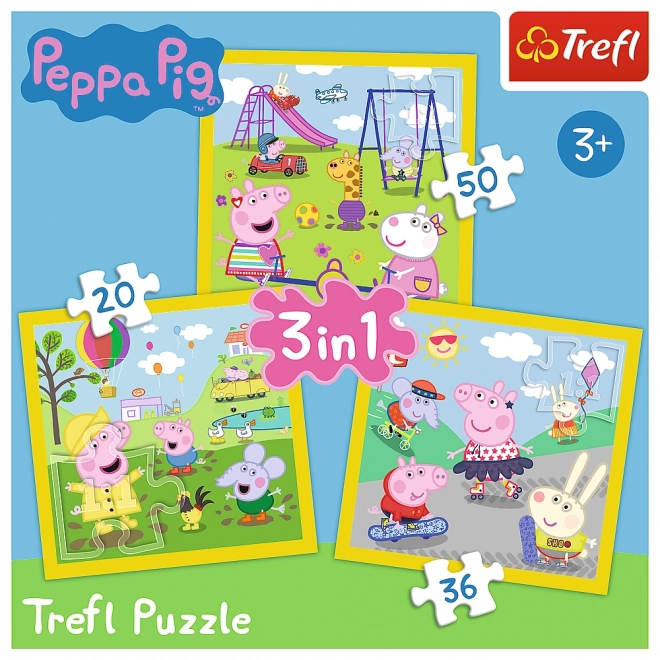 Puzzle 3v1 - Prasátko Peppa
