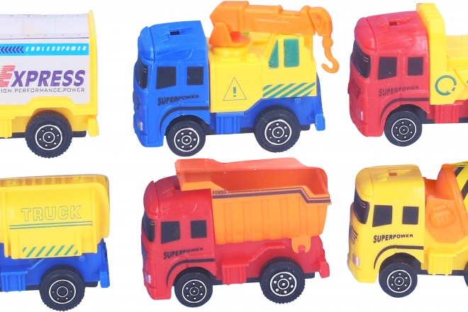 Auto set 6 autíček se zpětným natažením 6 cm