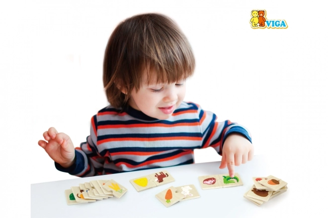 Dřevěné puzzle - krmení zvířátek