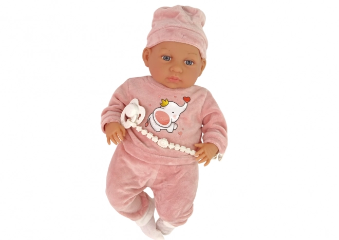 Dětská panenka 46 cm Růžový dudlík Baby Elephant