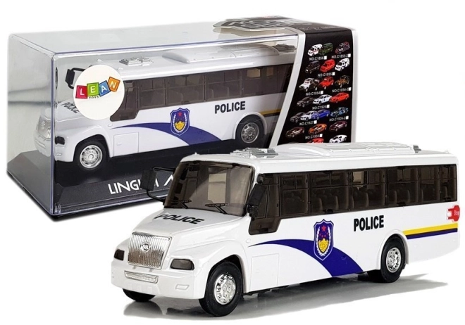 Policejní autobus bílý se zvukem tahu
