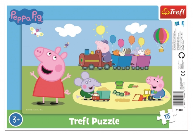 Puzzle 15 dílků Vláček Peppa Pig