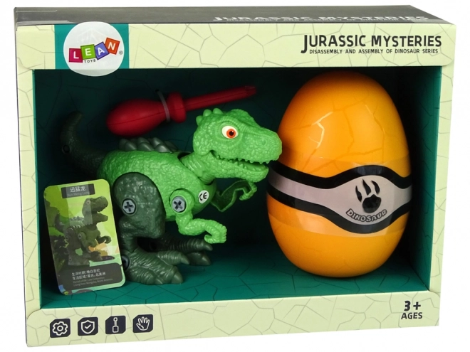 Tyranosaurus Rex Dinosaurus Set s vejcem DIY Šroubovák zelený