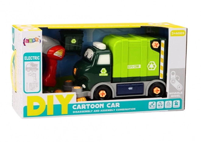 Kreslený popelářský vůz pro kroucení pohybující se DIY zelená