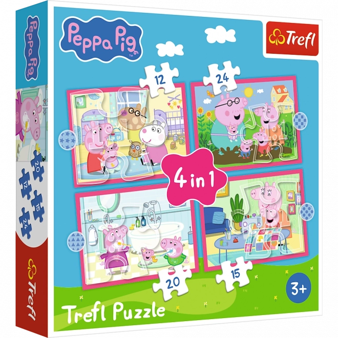 Puzzle 4 v 1 Peppa má ráda dobrodružství