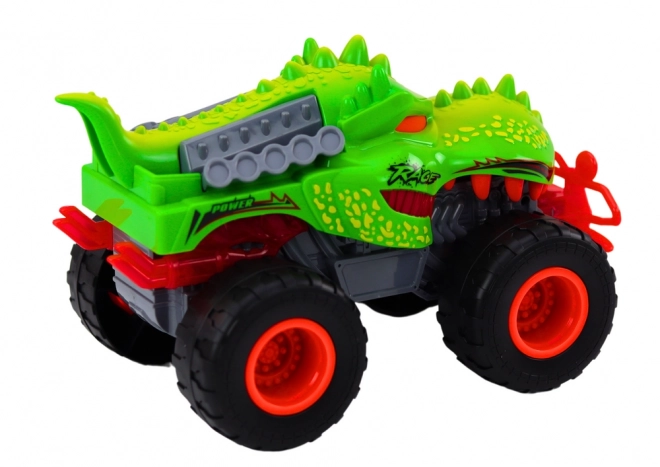 T-Rex Dinosaurus Terénní auto Světla Zvuky Pohon Zelená