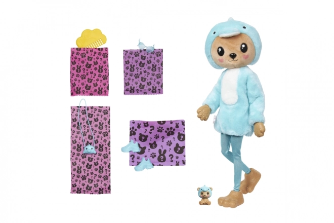 Panenka Barbie Cutie Reveal Teddy Bear Doll - Delfín