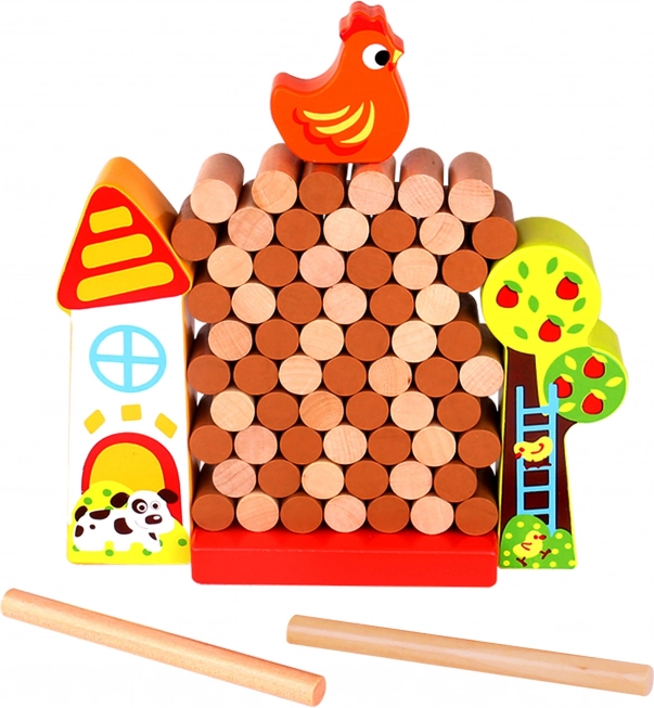 Tooky Toy Dřevěná Hra Spadni Kura Farma