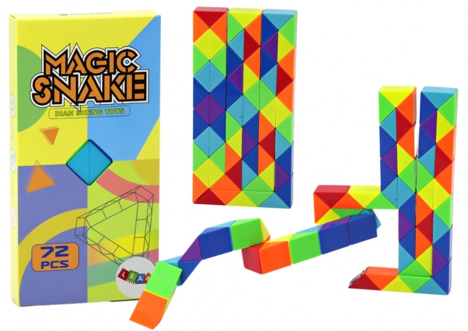 Bloky Puzzle hra Vzdělávací had Barevné 72 ele.