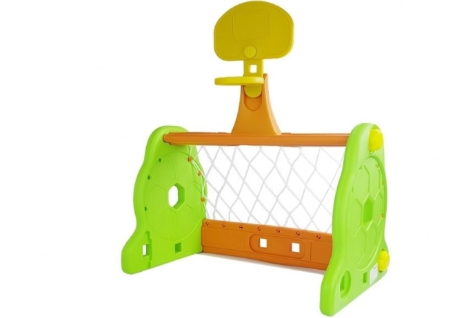 Dětská hřiště na fotbal a basketball 2v1 v zeleno-oranžové barvě