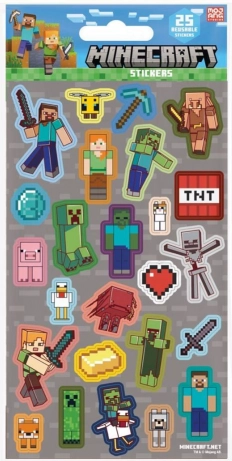 samolepky minecraft šedé, 25 ks