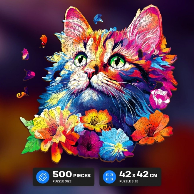 Dřevěné Puzzle Kočka 500 Dílů