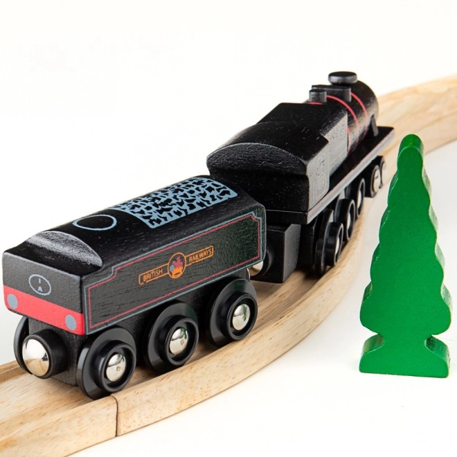 Dřevěná replika parní lokomotivy Bigjigs Rail Black 5