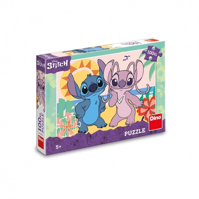 Skládanka Stitch na pláži 100 dílků