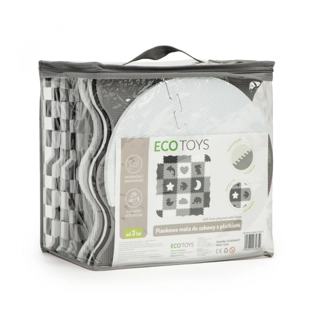 ECOTOYS Pěnové puzzle Zvířata a tvary černá-bílá SX s okraji