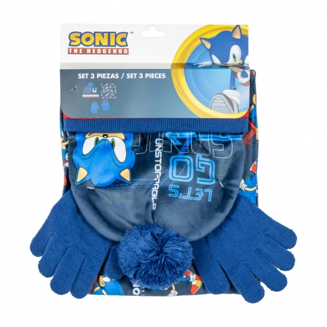 Sada čepice, rukavice a nákrčník Sonic