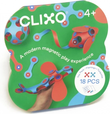 Magnetické cihličky Clixo Itsy, růžová a tyrkysová