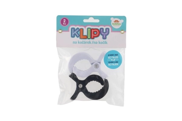 Klipy na kočárek černo-bílé - 2 kusy