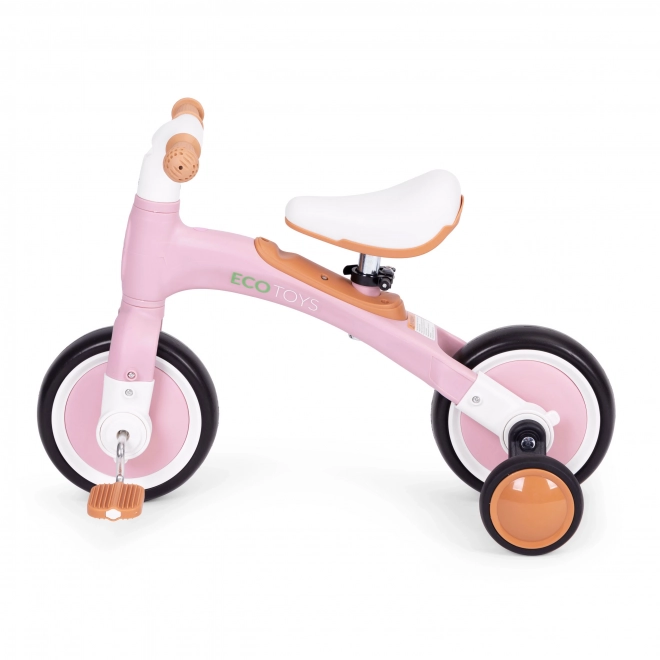 Balanční kolo s pedály - tréninková postranní kolečka 3v1 ECOTOYS – Růžové