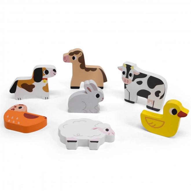 Dřevěné puzzle VIGA farma Montessori 2v1