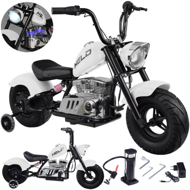 Elektrický motorka Chopper na baterii pro děti – Bílá