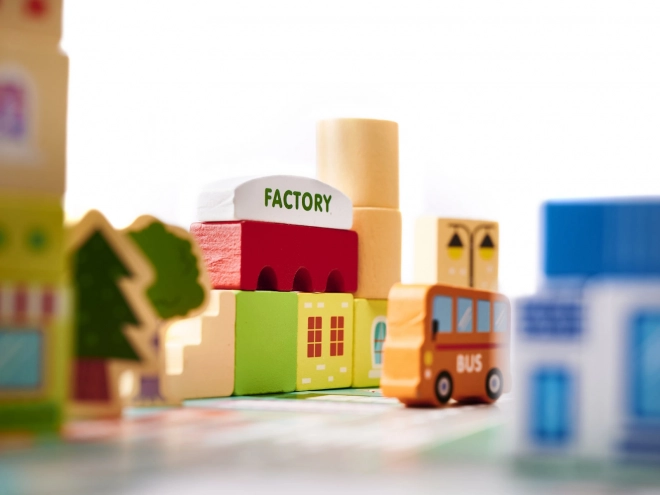 Dřevěné vzdělávací město puzzle 120 dílků