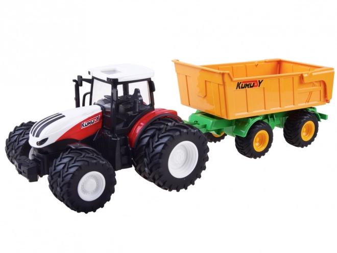 Dálkově ovládaný traktor s gumovými koly + přívěs RC0601