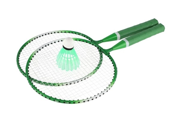 Dětská badmintonová sada kov/plast se dvěma pálkami a košíčkem