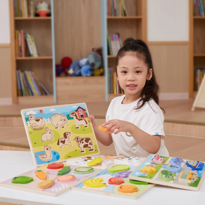 Dřevěné puzzle zelenina Montessori VIGA