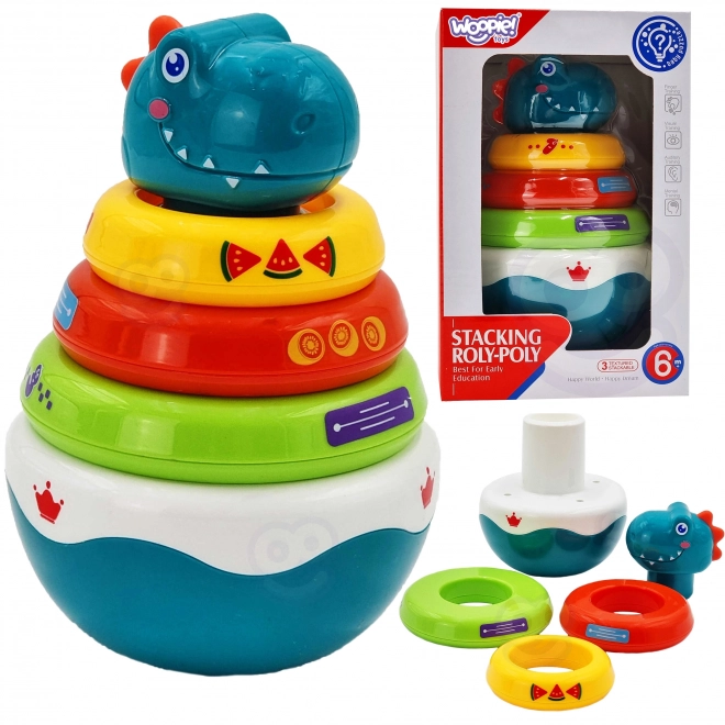Woopie Dětská smyslová hračka Dino hromádka pro kojence