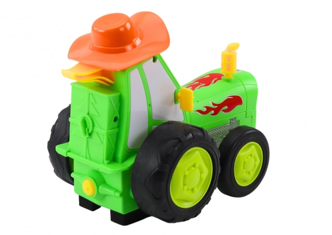 Zelený skákající traktor na dálkové ovládání
