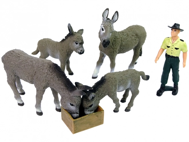 Sada figurek Čtyři oslí farmáři Plot šedý