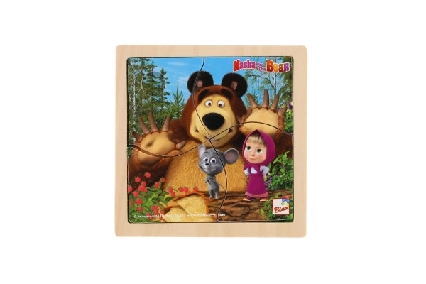 Dřevěné puzzle s myškou Máša a Medvěd 15cm