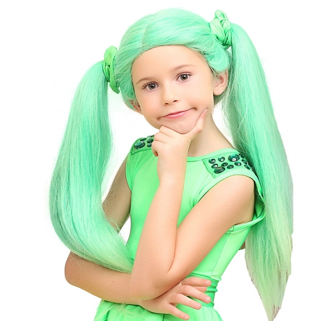 Paruka Lollipopz – Světle zelená s culíky