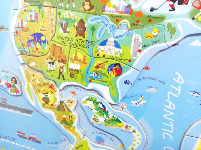 Magnetické puzzle mapa světa - obrázky a hra 2v1