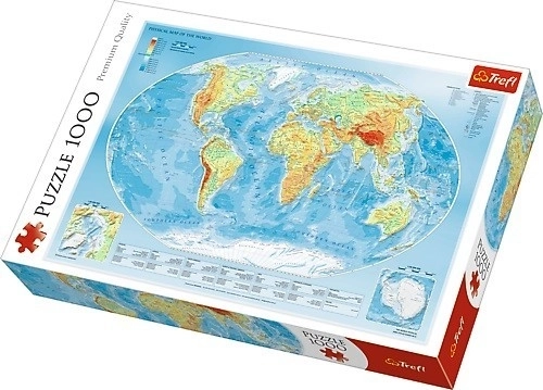Puzzle mapa fyzická světa 1000 dílků Trefl